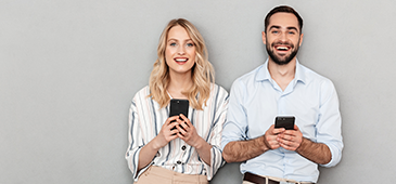 Man and woman doing digital banking